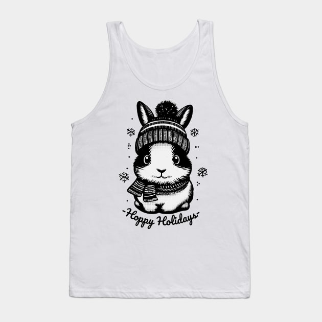 Hoppy Holidays: Festive Bunny's Snowy Celebration Tank Top by 1BPDesigns